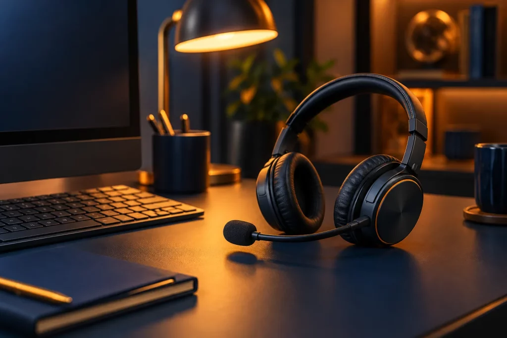 Headset on a support desk for Puma contact information